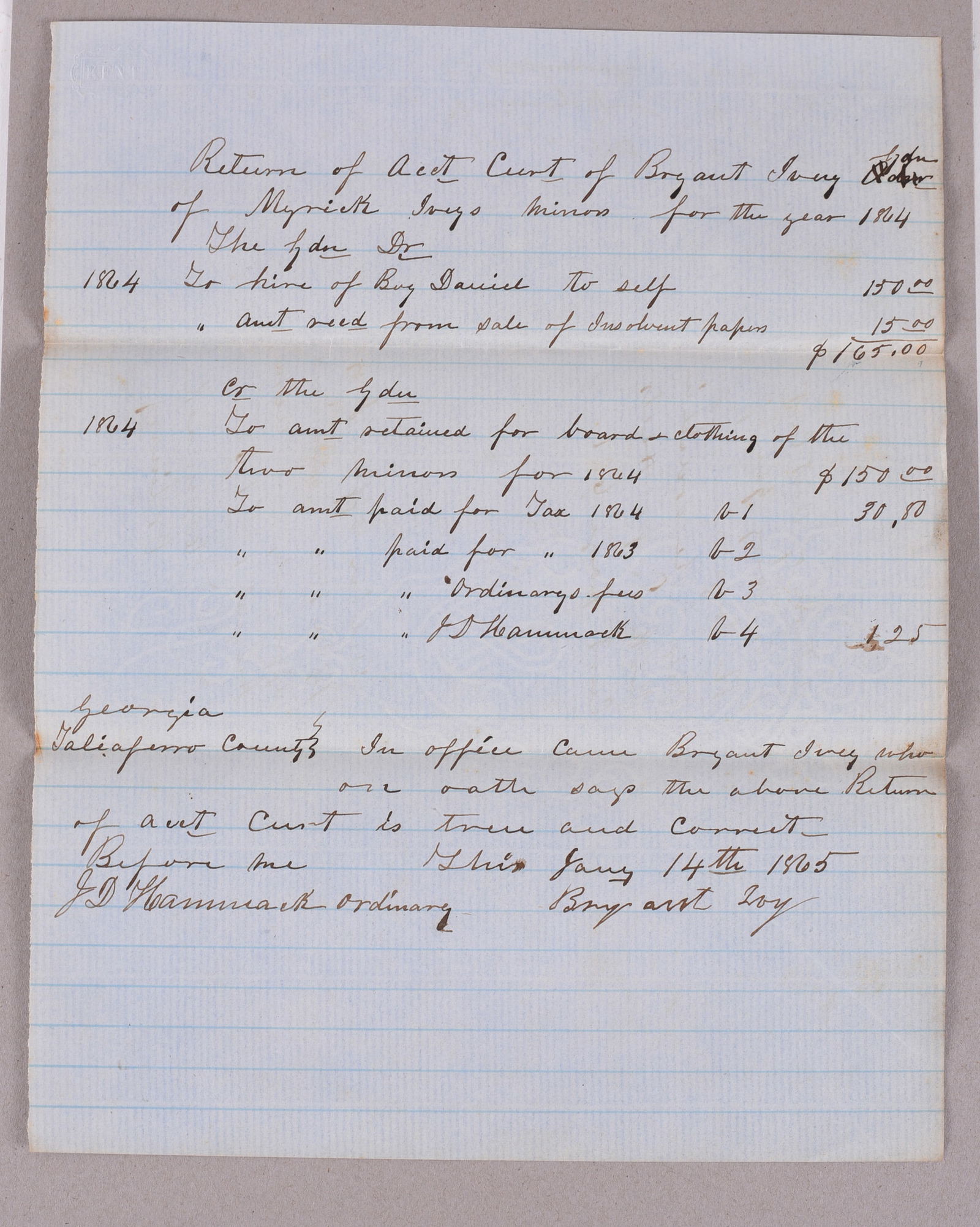 Georgia Slave Document 1865 (1 of 2)