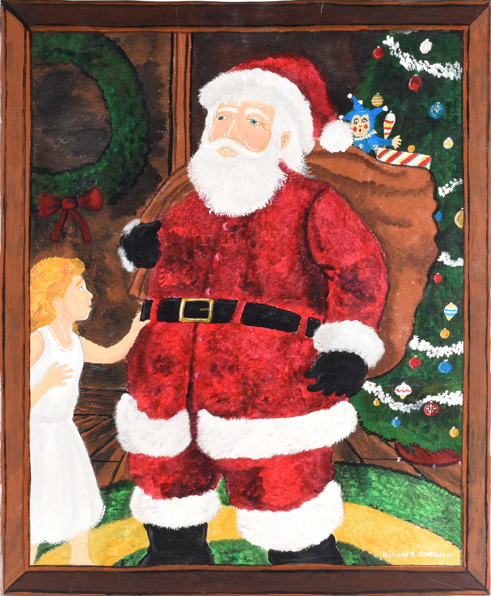 Richard Roebuck Folk Painting: folk art painting on wood by african american Richard Roebuck.