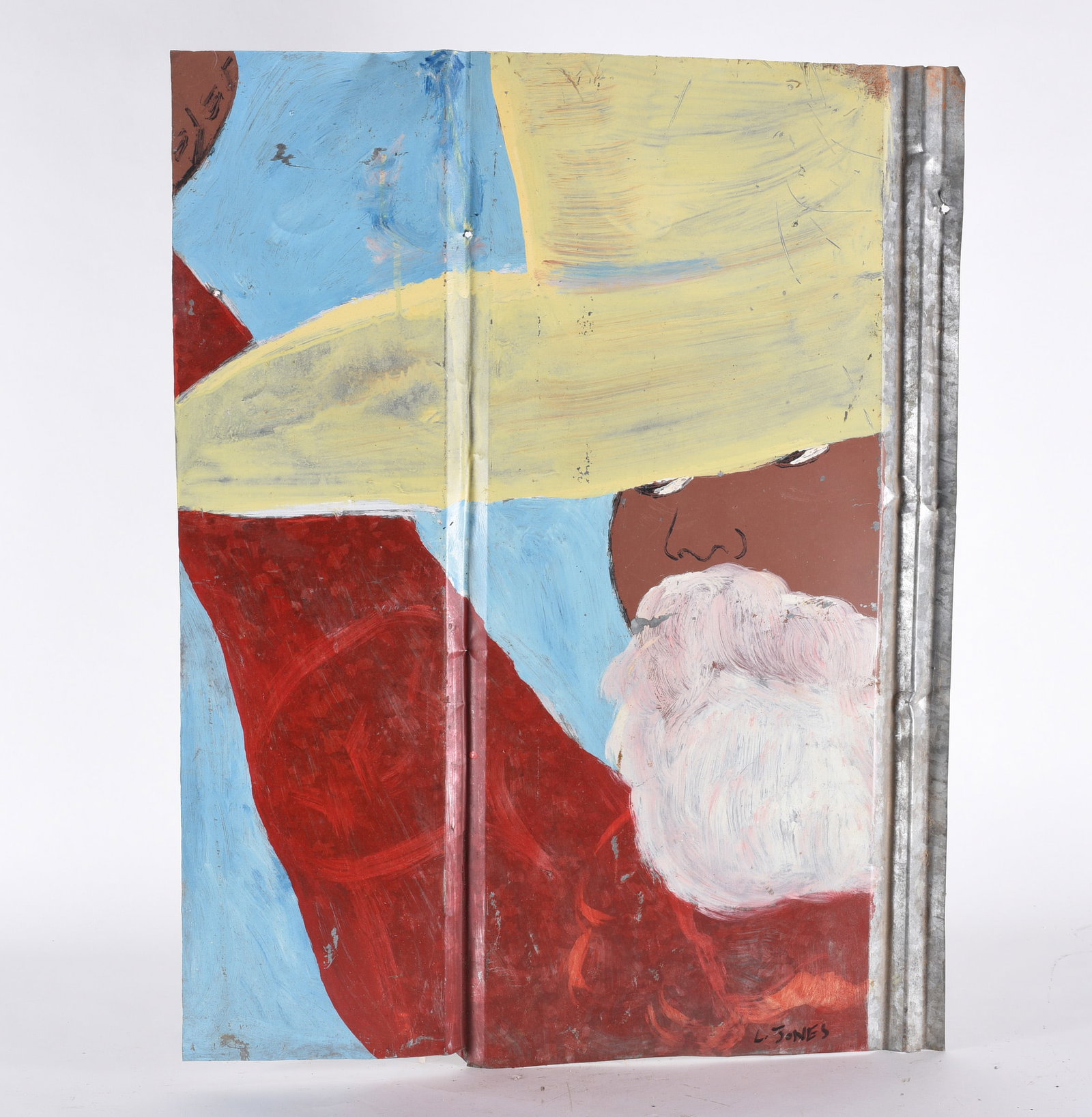 Leanord Jones Folk Painting on Tin: folk painting by Leonard Jones. African American artist living in Georgia.