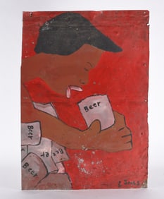 Leanord Jones Folk Painting on Tin
