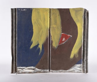Leanord Jones Folk Painting on Tin