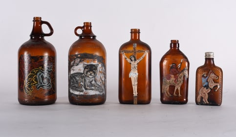 Folk Art Painted Bottle Collection