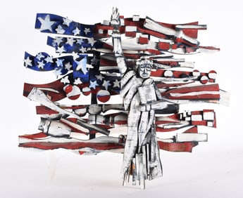 Ab The Flagman Folk Art Sculpture