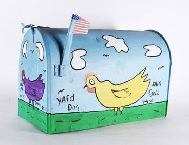 Sam Ezell Folk Art Painted Mail Box