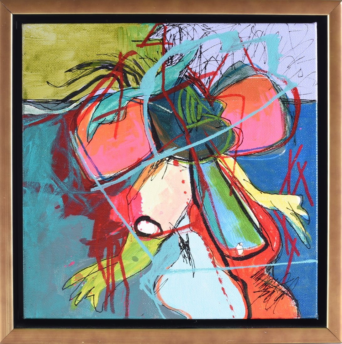 Contemporary Painting on Canvas: these items are from the estate collection of Mary Wells. All items are sold as is where is see photos.