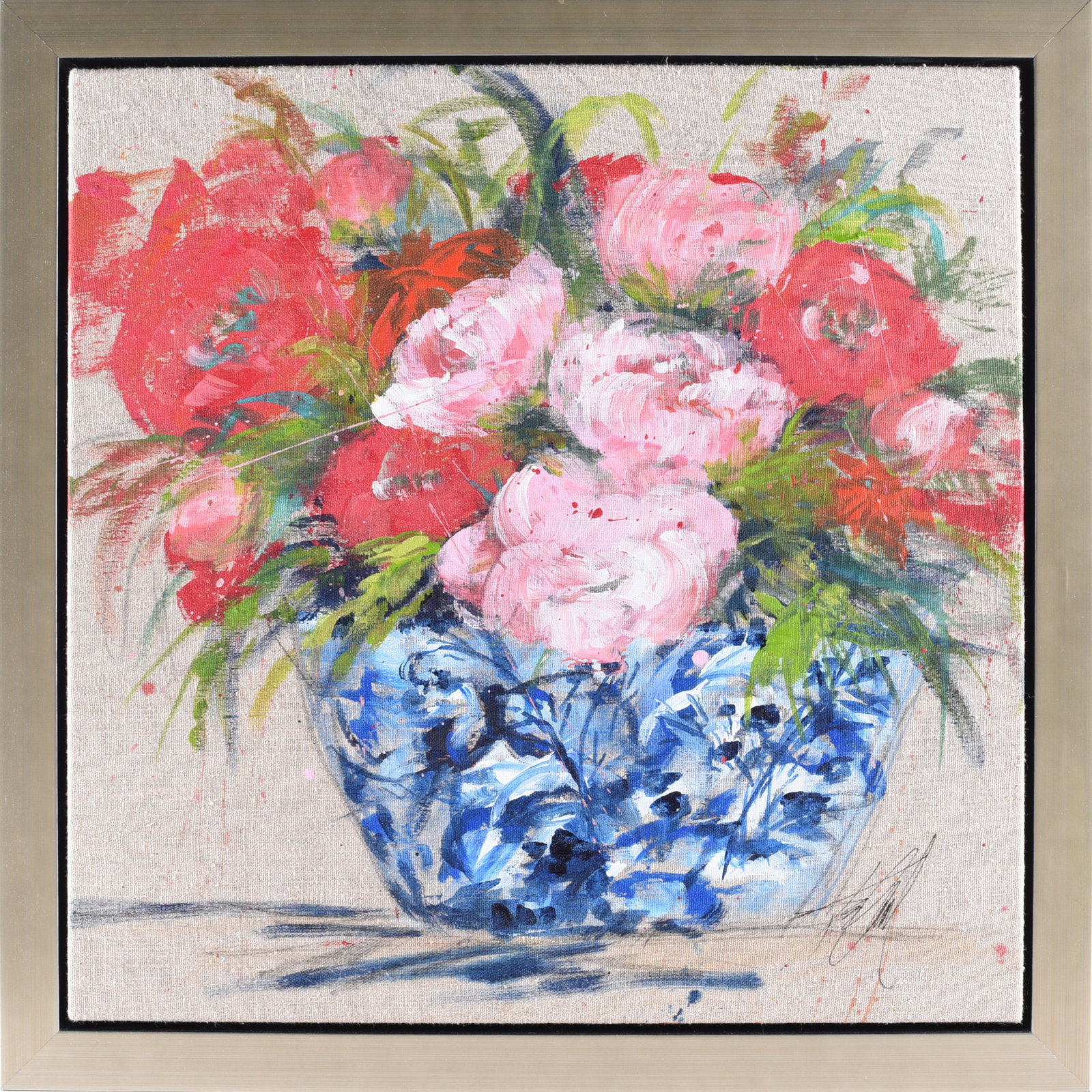 Contemporary Painting on Canvas: these items are from the estate collection of Mary Wells. All items are sold as is where is see photos.