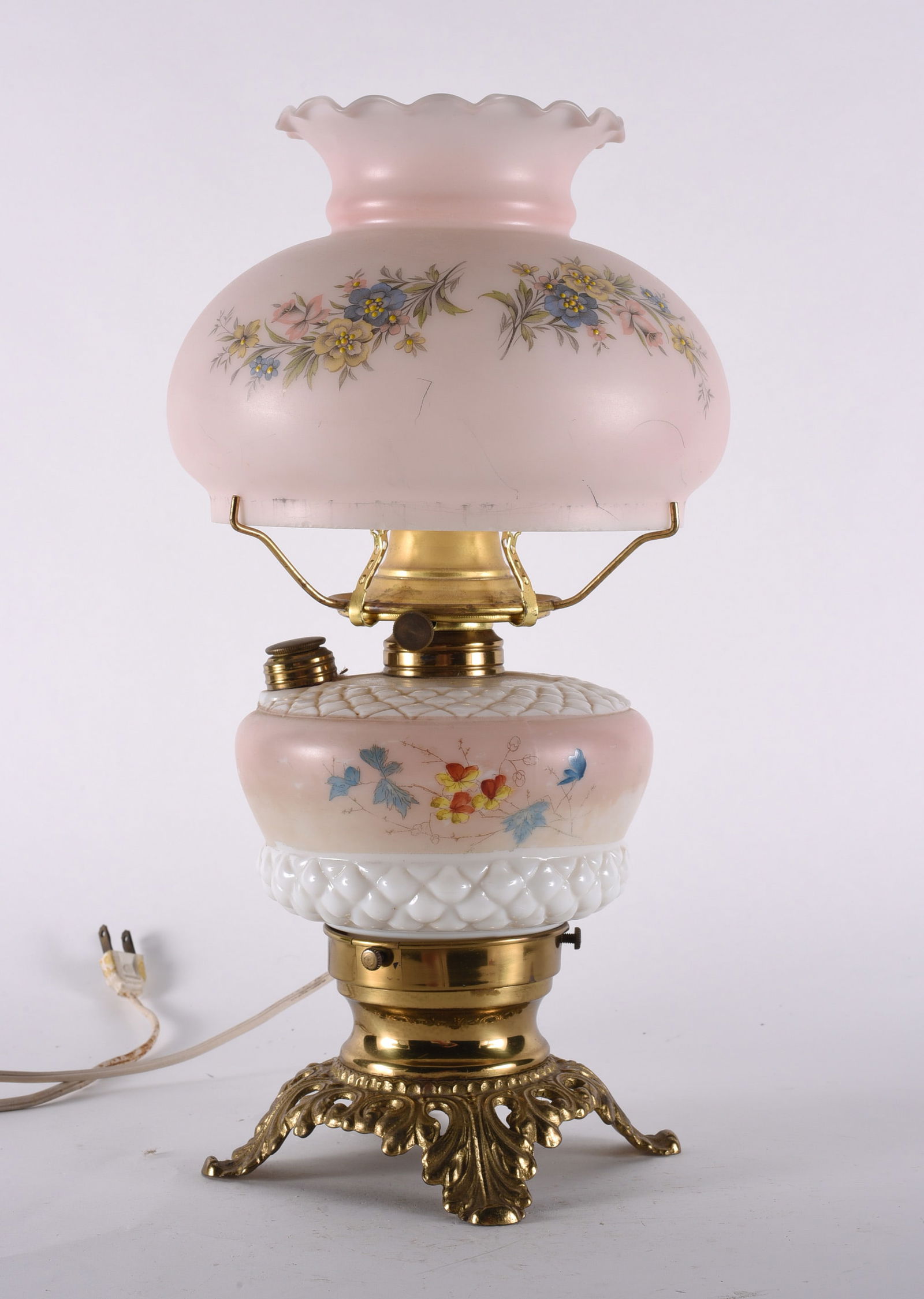 Vintage Hurricane Lamp: these items are from the estate collection of Mary Wells. All items are sold as is where is see photos.