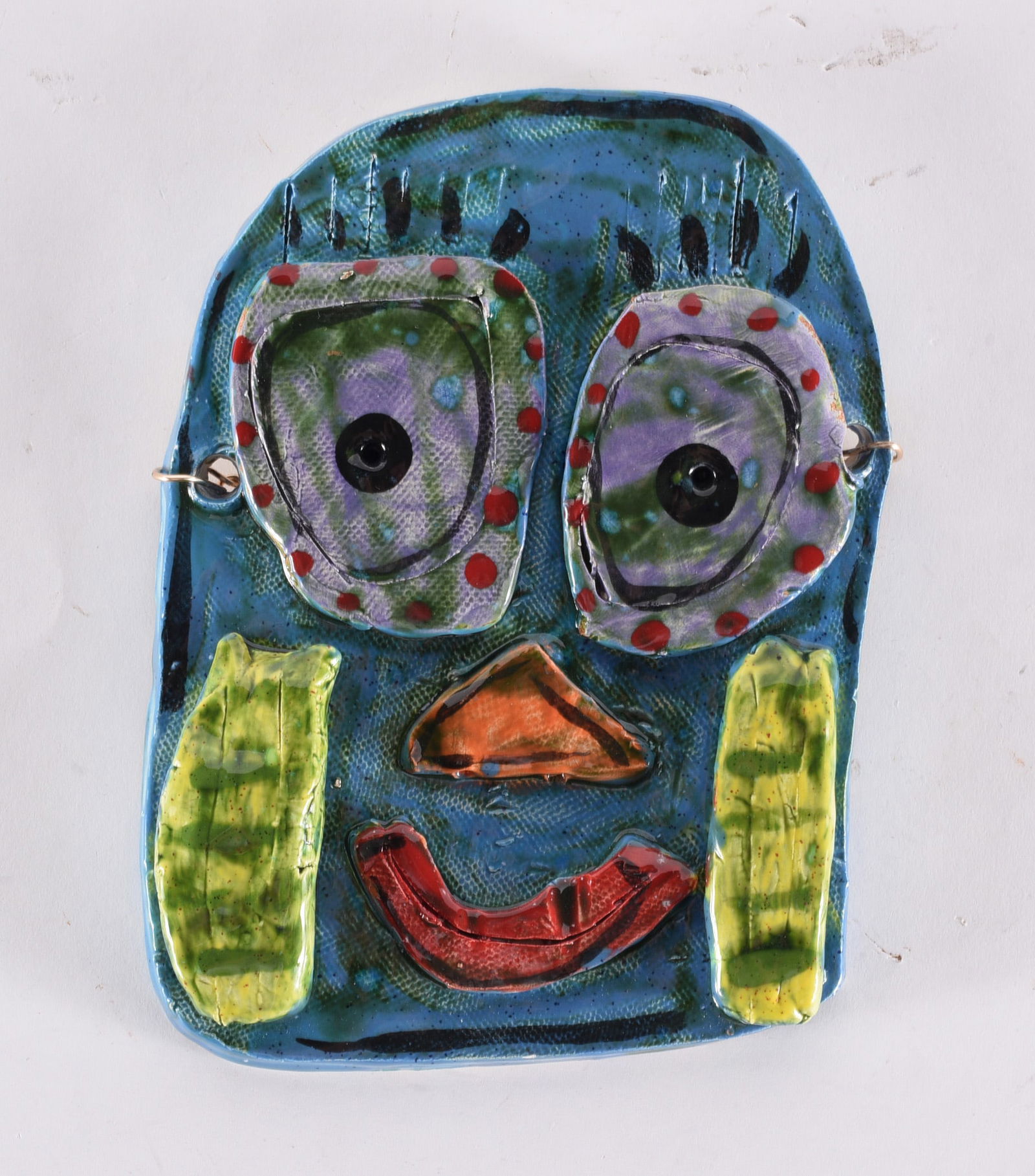 Vintage Folk Art Clay Mask: these items are from the estate collection of Mary Wells. All items are sold as is where is see photos.