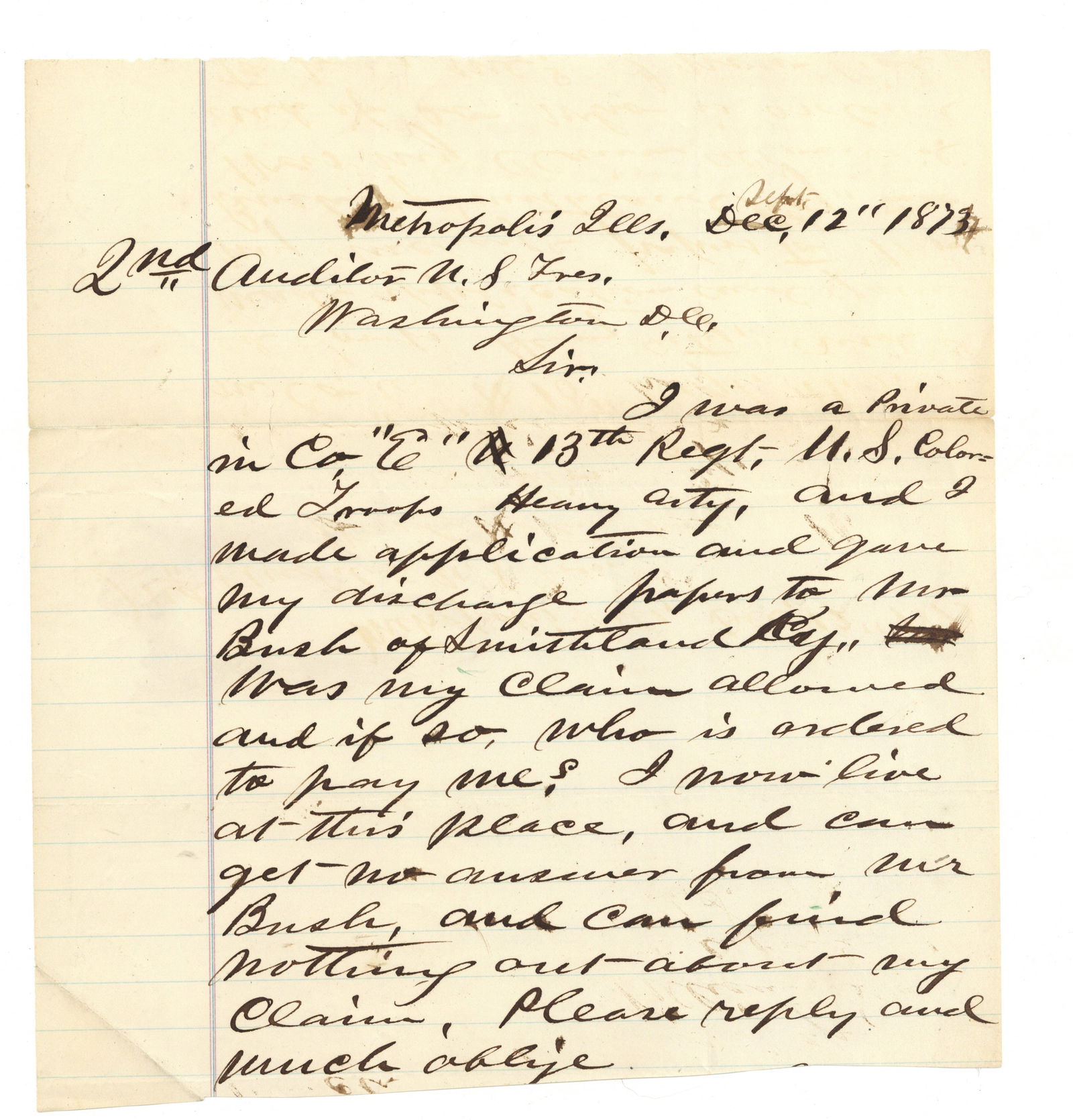 African American Civil War Soldier Document (1 of 2)