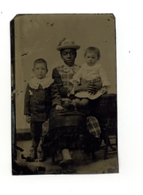 Tintype Photograph of African American Woman and Two White Children