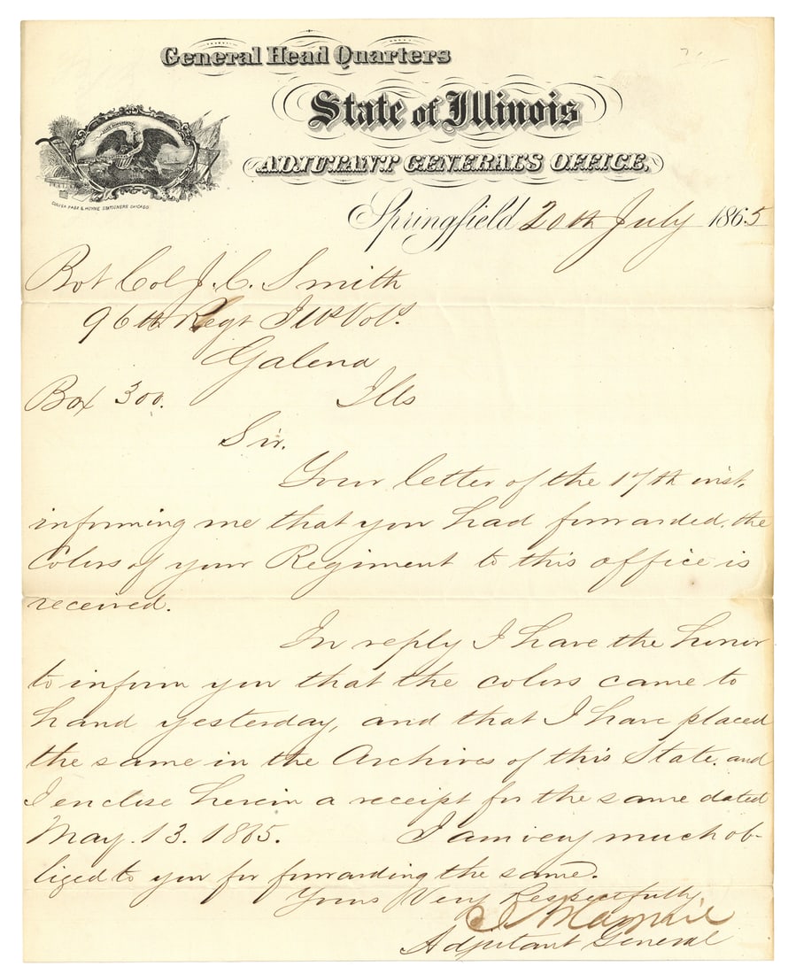 Receiving the Colors of the 96th Illinois Regiment (1 of 1)