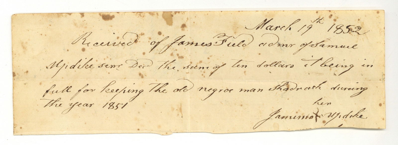 1851 Slave Document (1 of 2)