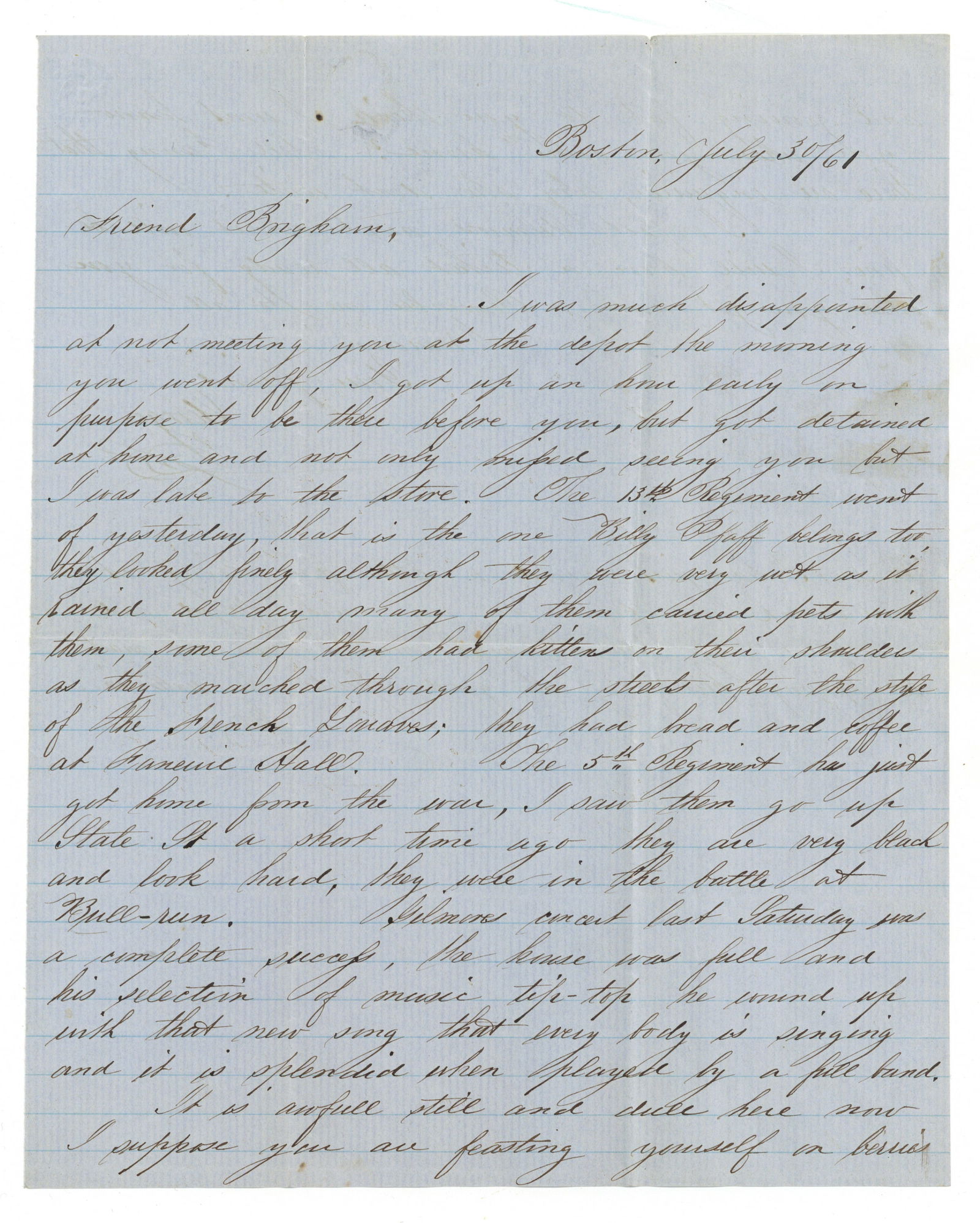 13th Massachusetts Infantry Civil War Letter (1 of 2)
