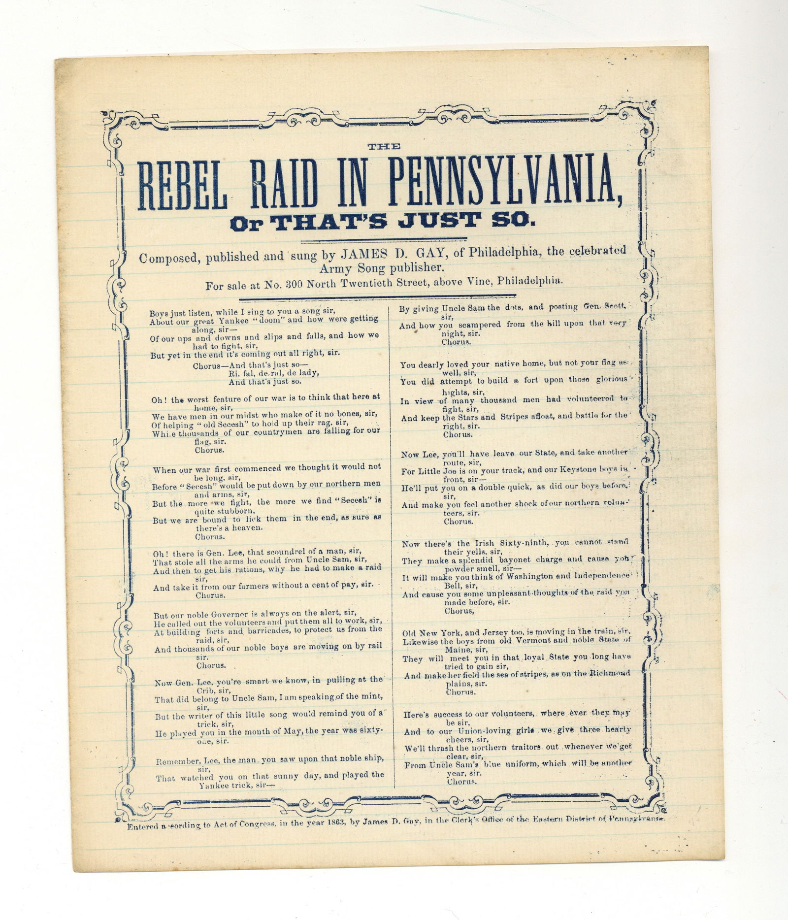 Gettysburg Field Printed Civil War Songsheet (1 of 1)