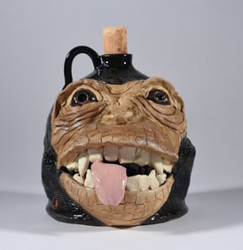 Folk Pottery Monkey Face Jug