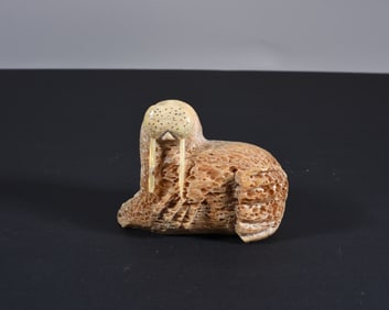 Inuit Carved Whale Bone Walrus