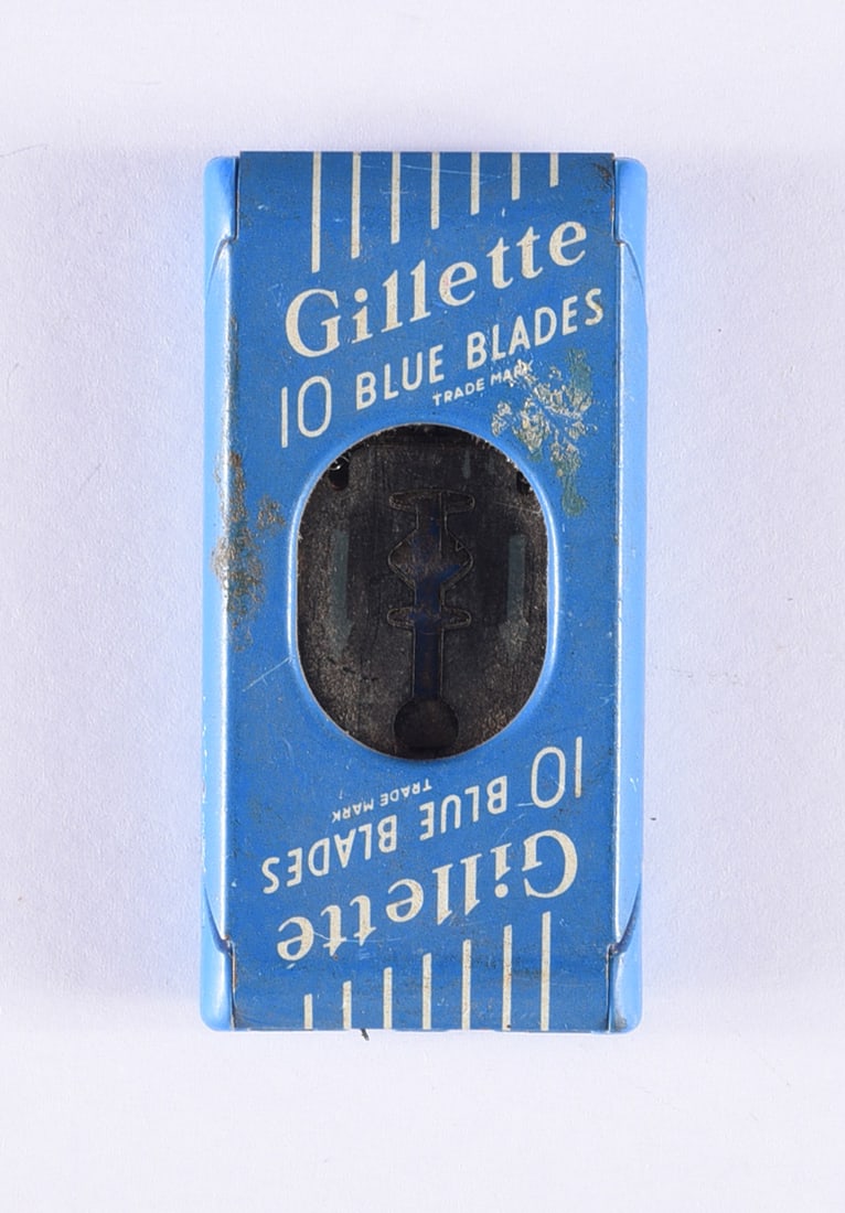 Gillette Blue Blades: all items are from an attic trunk. The second trunk taken out of an attic and displayed for auction. All items are small 1" to 3". We can ship items in a 6" box and fit as many as we can for aroun $10