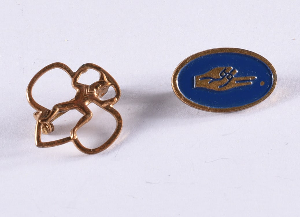 Vintage Girl Scout Pins: all items are from an attic trunk. The second trunk taken out of an attic and displayed for auction. All items are small 1" to 3". We can ship items in a 6" box and fit as many as we can for aroun $10