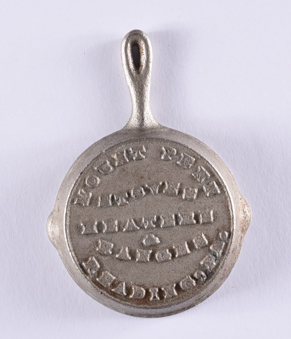 Miniature Advertising Reading PA Cooking Pan: all items are from an attic trunk. The second trunk taken out of an attic and displayed for auction. All items are small 1" to 3". We can ship items in a 6" box and fit as many as we can for aroun $10