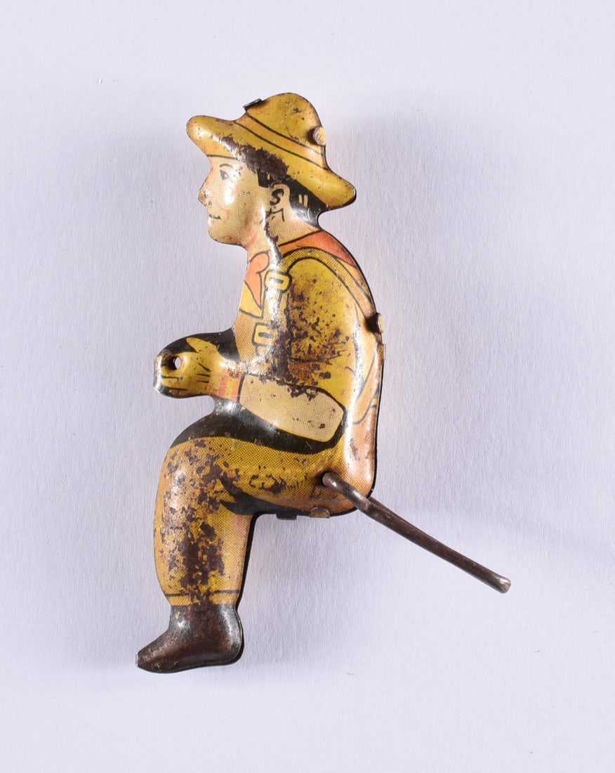 Tin Litho Toy Man: all items are from an attic trunk. The second trunk taken out of an attic and displayed for auction. All items are small 1" to 3". We can ship items in a 6" box and fit as many as we can for aroun $10