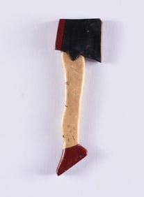 Antique Folk Carved and Painted Ax (end splintered)