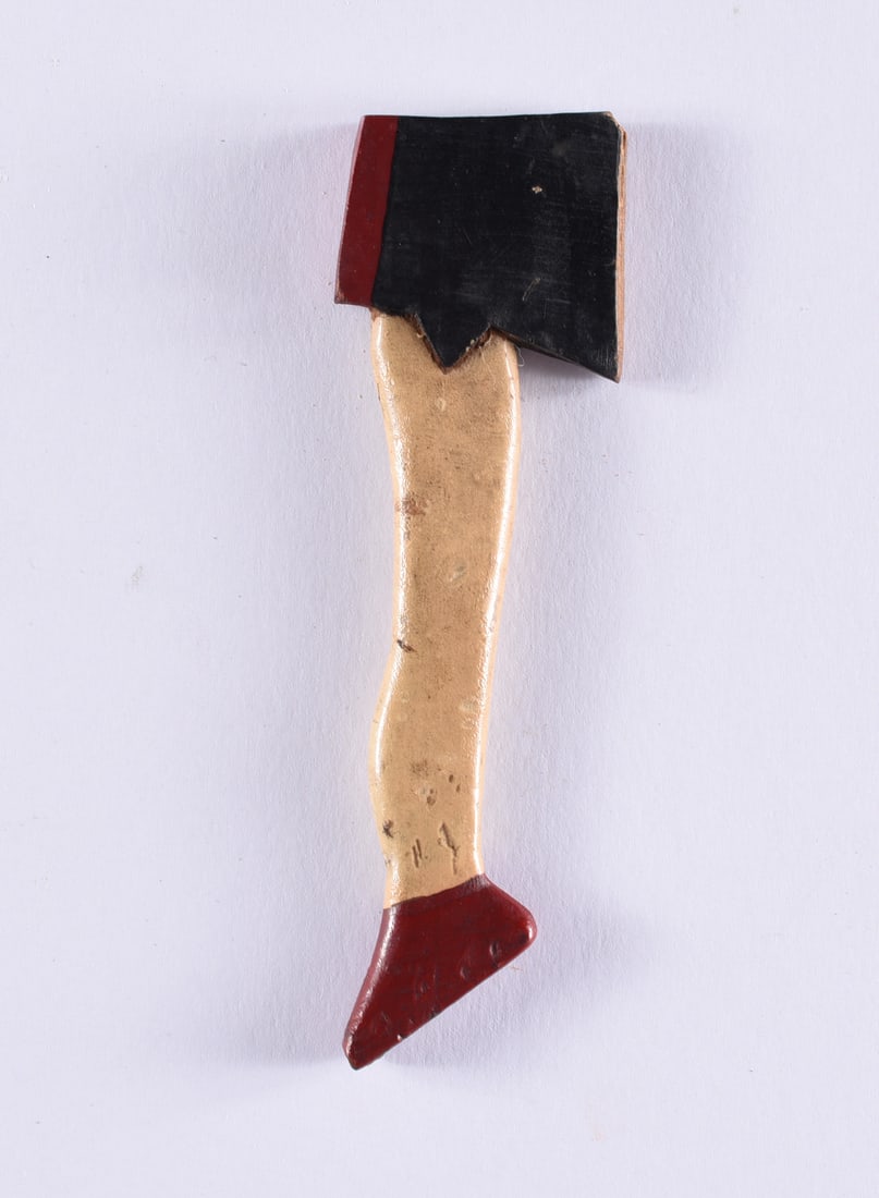 Antique Folk Carved and Painted Ax (end splintered) (1 of 3)