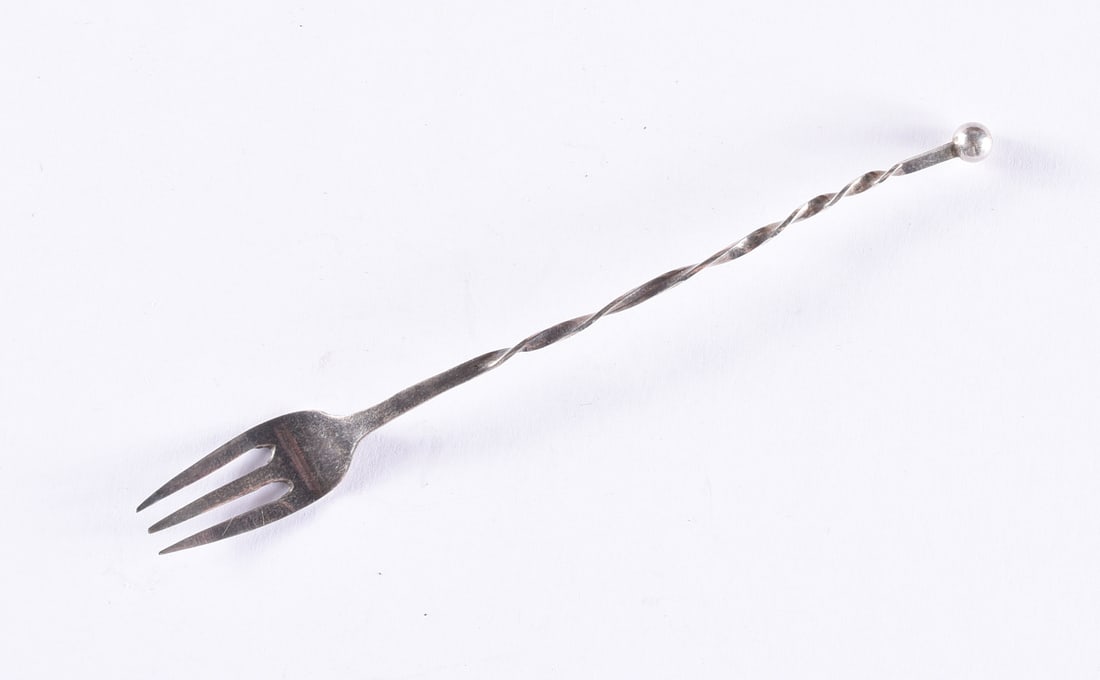 Small Pickle Fork Marked on Back: all items are from an attic trunk. The second trunk taken out of an attic and displayed for auction. All items are small 1" to 3". We can ship items in a 6" box and fit as many as we can for aroun $10