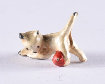 Antique Tiny Lead Metal Cat