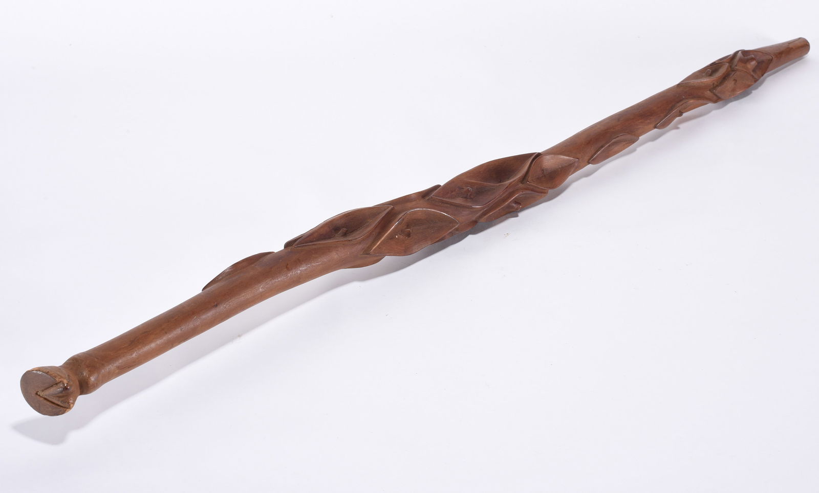 Folk Art Carved Cane Horse Hoof and Diamond Willow: folk carved cane with a horse foot on top and diamond willow carved down the shaft.