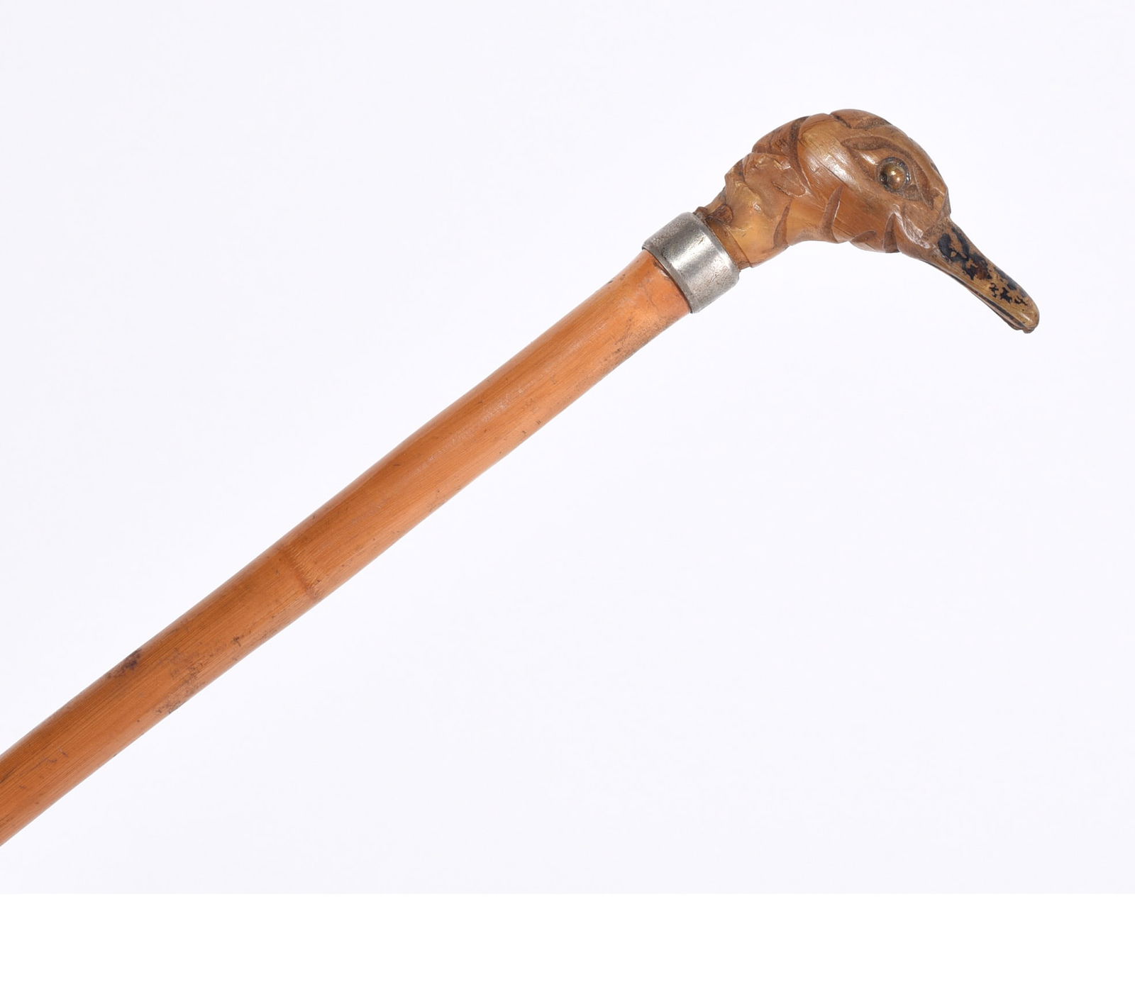 Folk Art Carved Cane Duck Head (1 of 3)