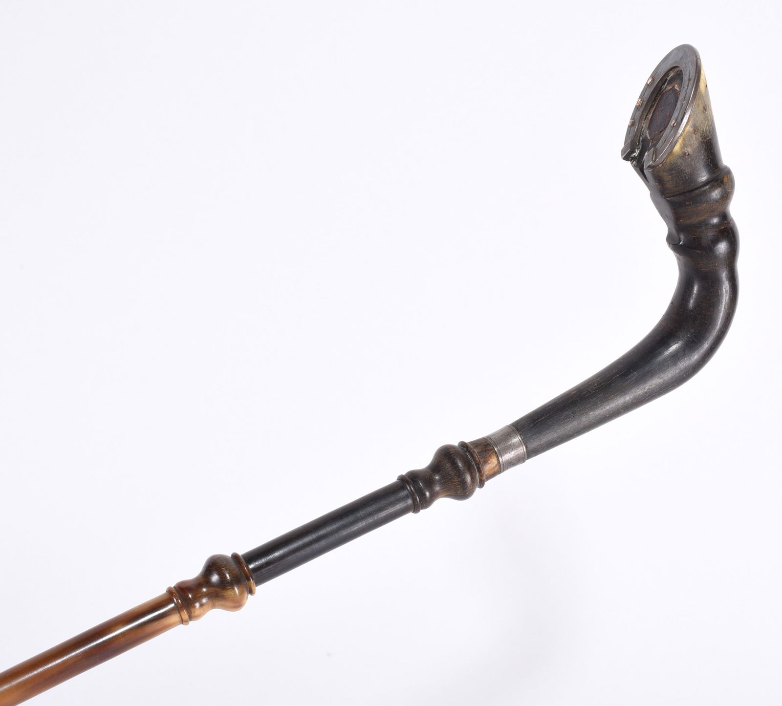 Folk Art Carved Cane Horned Horse Hoof (1 of 3)