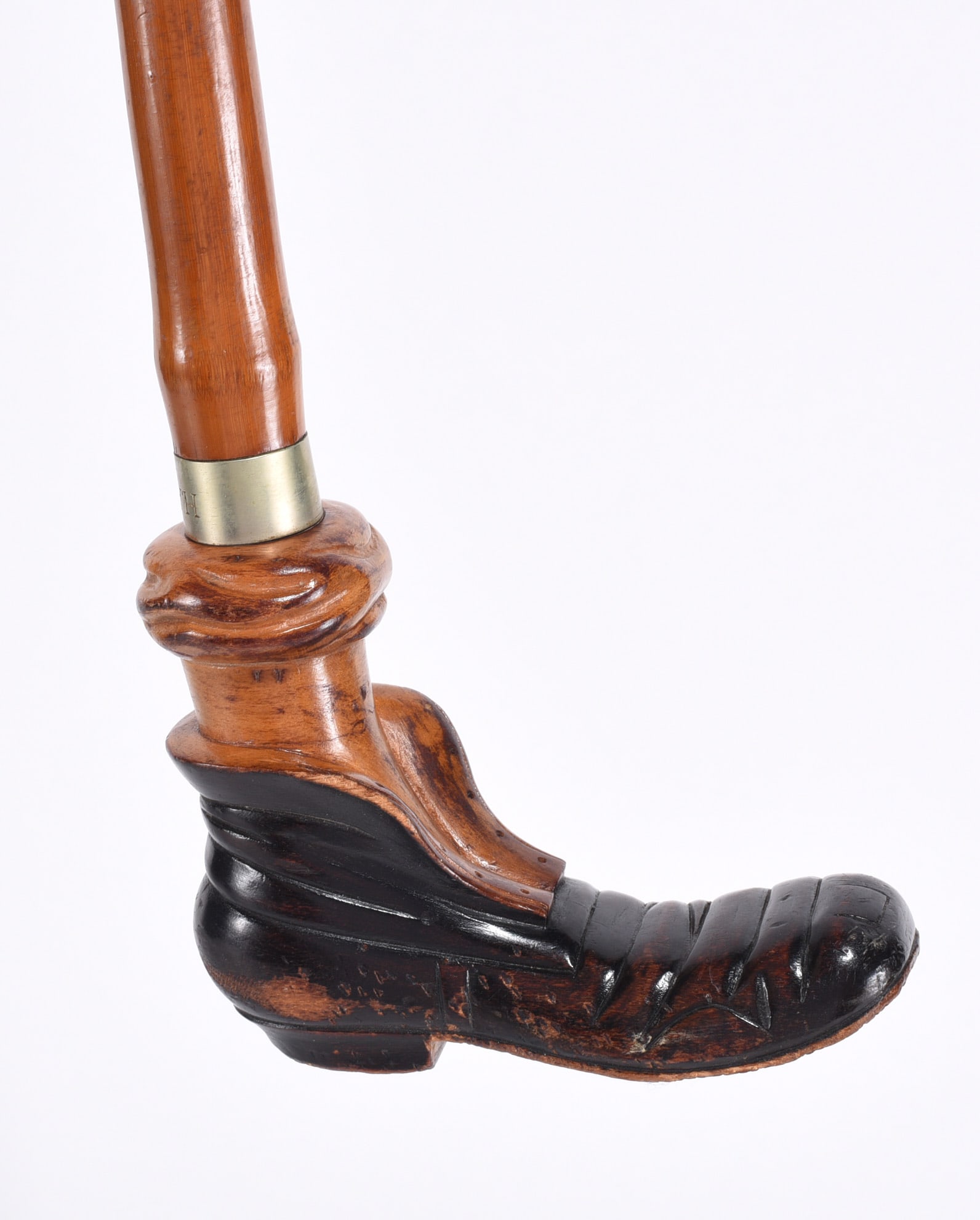 Folk Art Carved Cane Boot Carving (1 of 3)