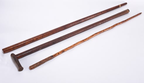 Three Folk Art Carved Canes one from Gettysburg