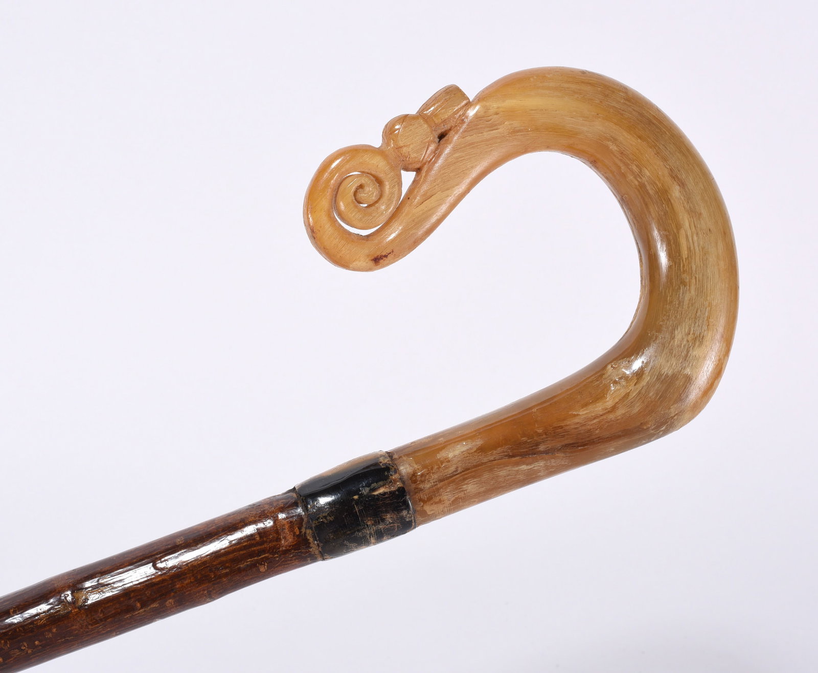 Folk Art Carved Cane: Carved horn cane.