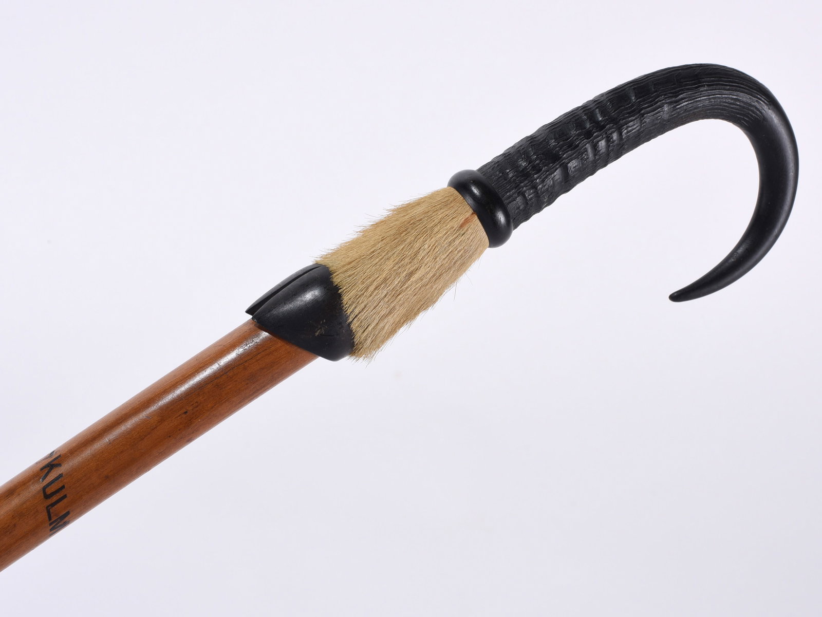 Early 20th Century Hoof and Horn Walking Stick: fantastic walking stick with a hoof and horn at top.
