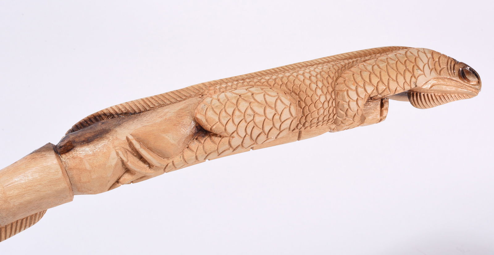 Folk Carved Lizard Staff Cane (1 of 2)