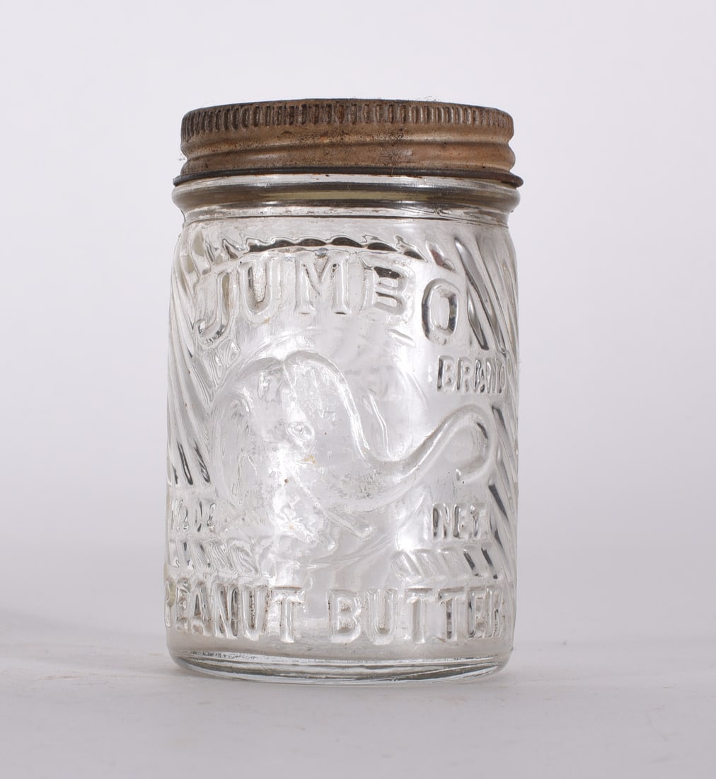 Miniature Jumbo Peanut Butter Jar 3": miniature jumbo peanut butter jar with original lid.