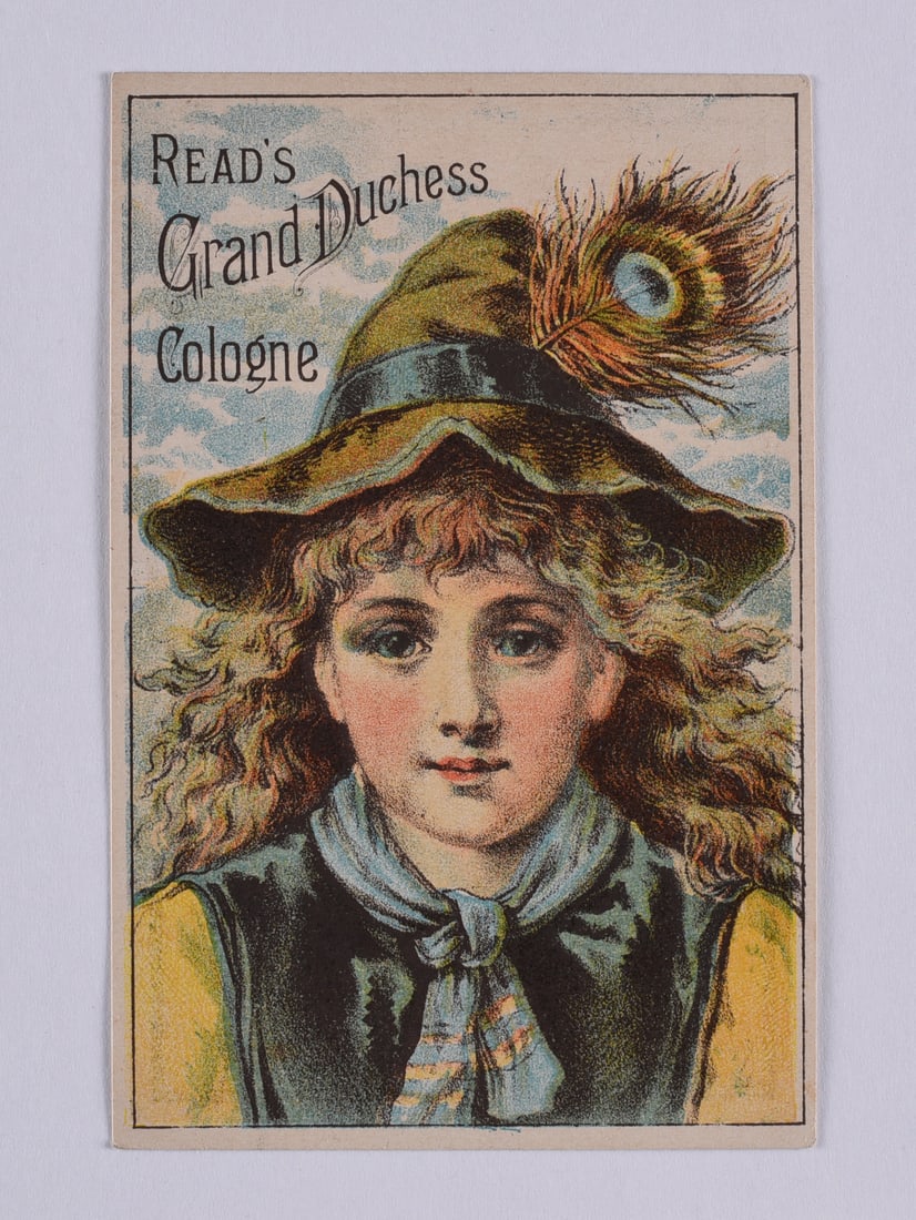 ca. 1890 Read's Grand Duchess Cologne Trade Card: these items are all fresh from an attic clean out. This is some very early Ephemera and paper. Please look close at all items we may have missed a good one and put it in a group! All items can be ship