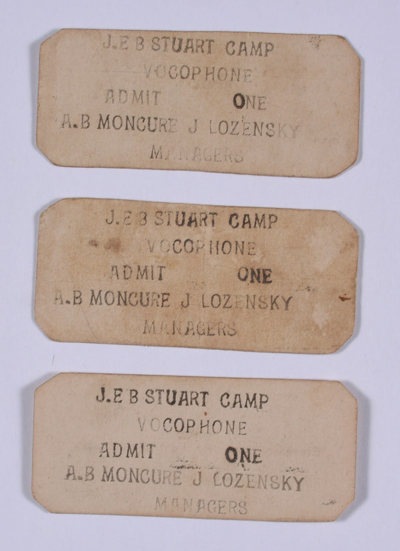 Tickets to JEB Stuart Camp Vocophone Dinwiddie VA: these items are all fresh from an attic clean out. This is some very early Ephemera and paper. Please look close at all items we may have missed a good one and put it in a group! All items can be ship