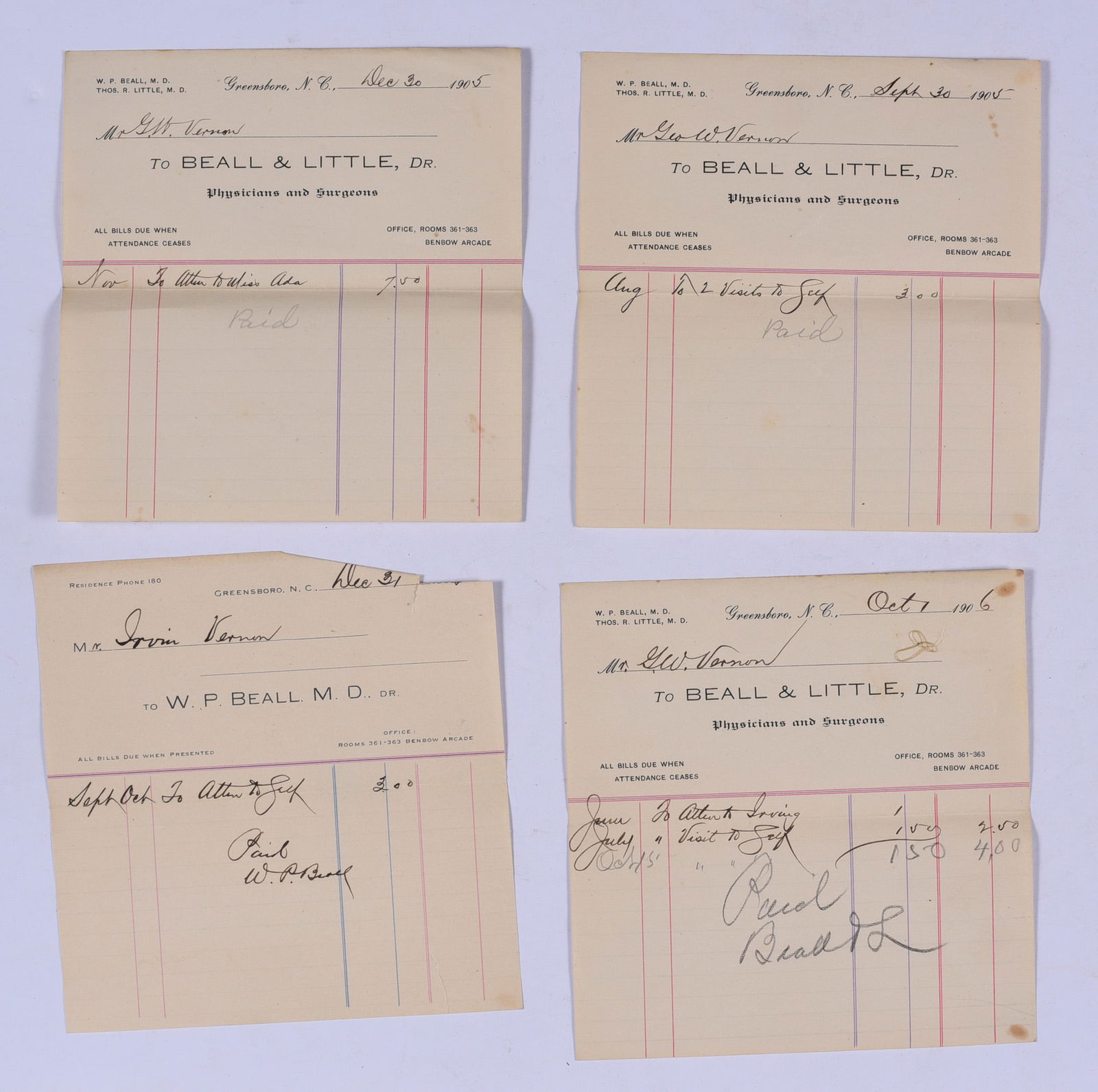 Dr. Beall and Little Partly Printed Documents ca. 1900 (1 of 2)