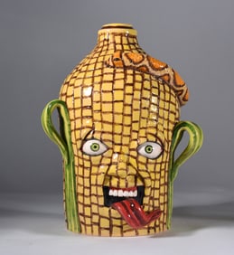 Stacy Lambert Folk Pottery Corn Face Jug