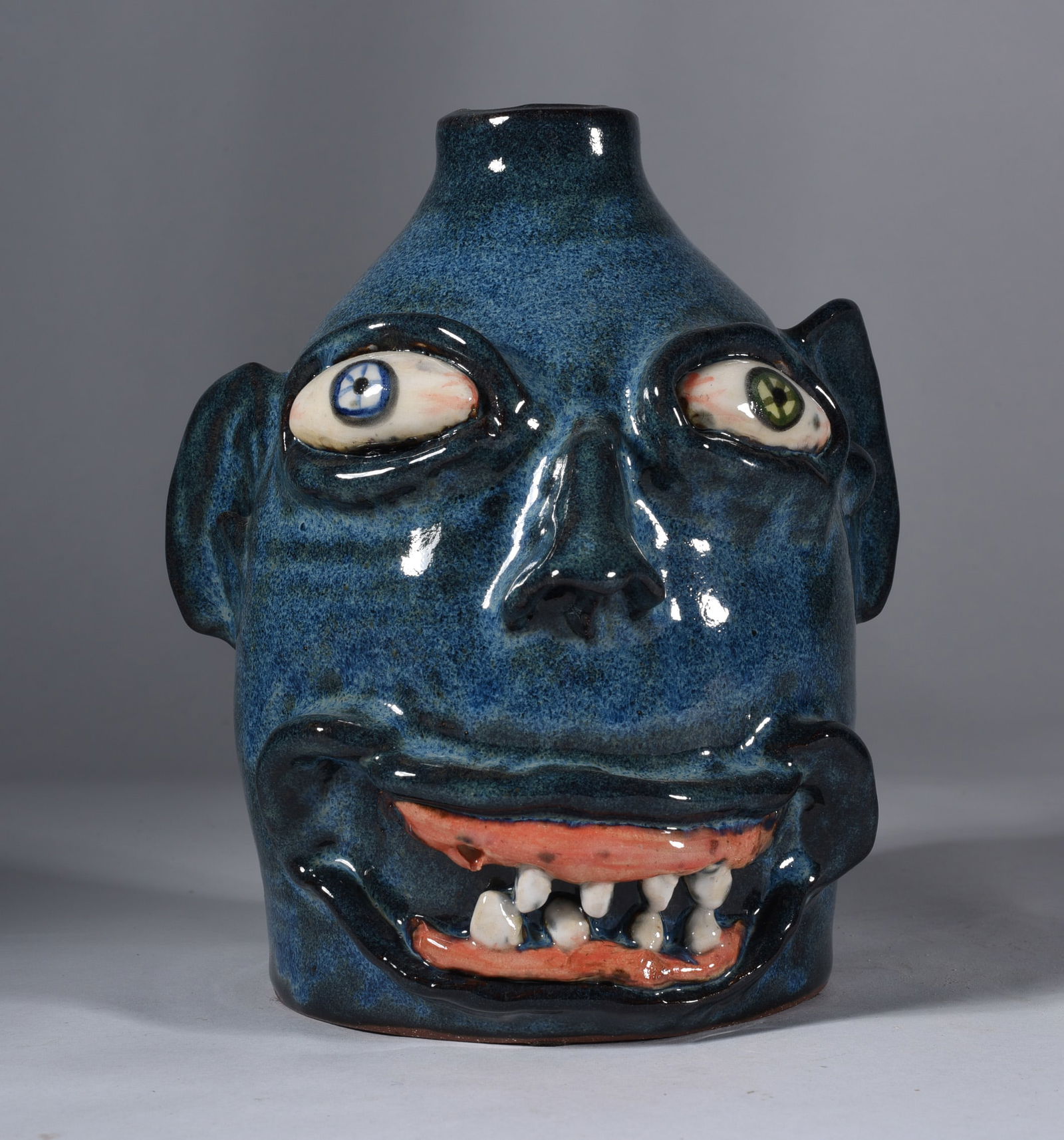 Stacy Lambert Blue Pottery Face Jug (1 of 4)