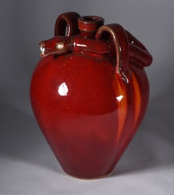 AV Smith Red Glaze Snake Jug