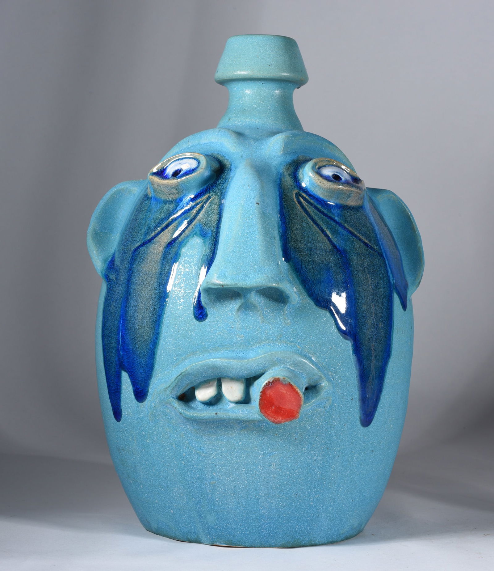 Randy Tobias Blue Face Jug (1 of 4)