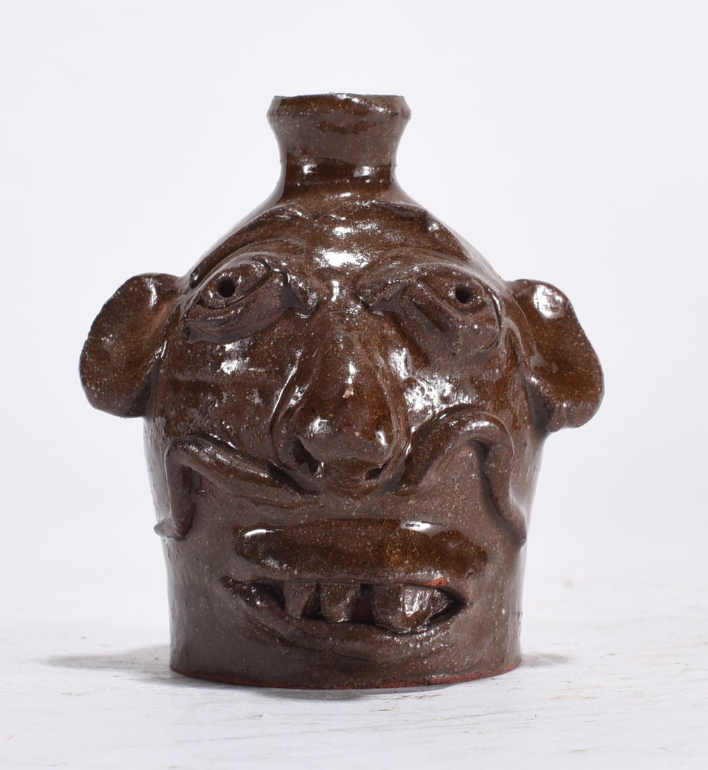 Marvin Bailey Miniature Face Jug: All the pottery in this auction is in excellent condition as fired. No chips or cracks. This auction is ran by the computer and will move fast. For best winning results leave your max bid and the comp