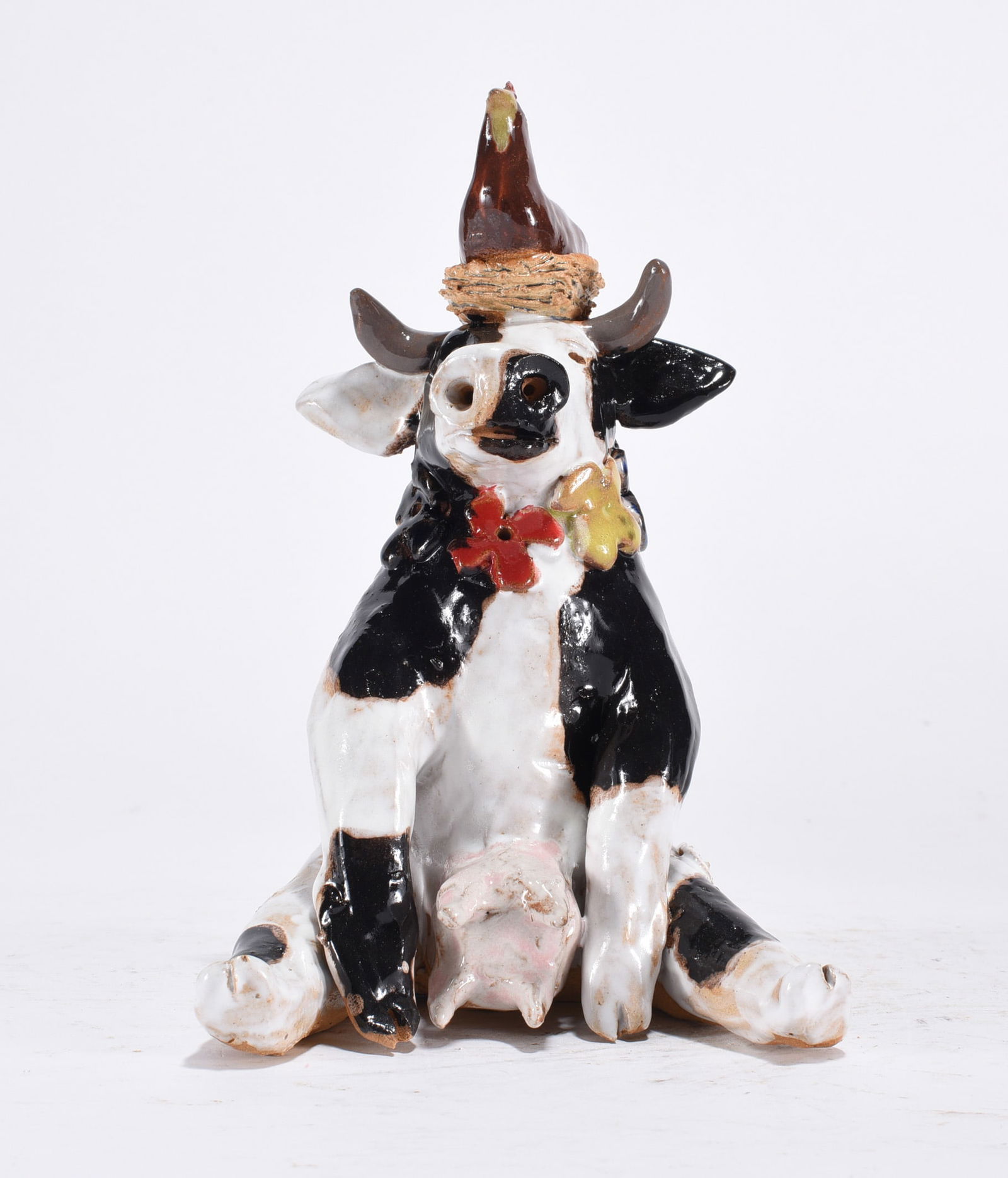 Lynn Bailey Folk Pottery Cow Figural (1 of 4)