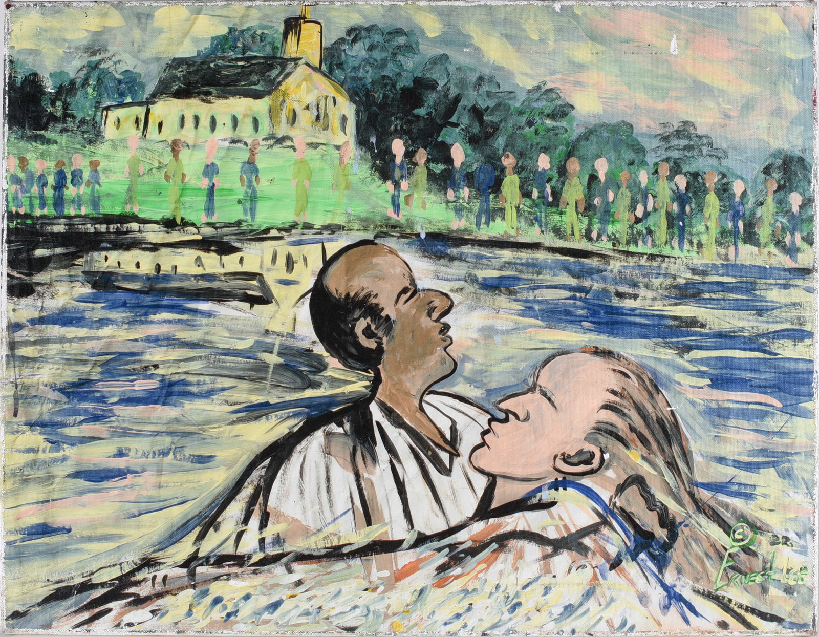 Ernest Lee Folk Art Painting: Ernest Lee is known as the Chicken Man. African American Columbia SC