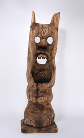 Tom Fiddler Folk Carved Wooden Statue