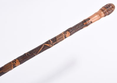 Folk Art Carved Halloween Cane