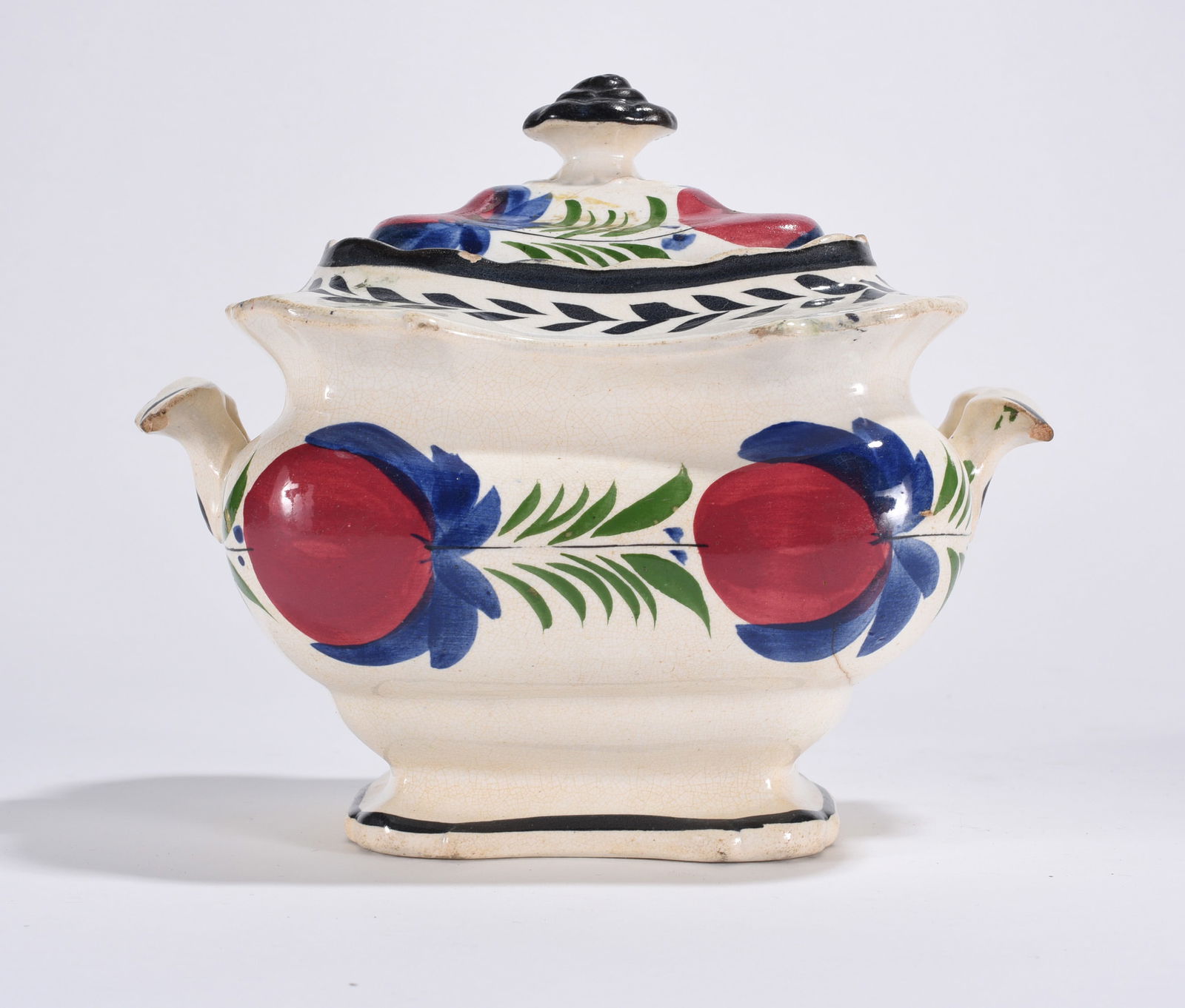 Henriot Quimper Faience Cream Soup Bowl w/ Lid: this item came from a collection of antiques and is period to the time.